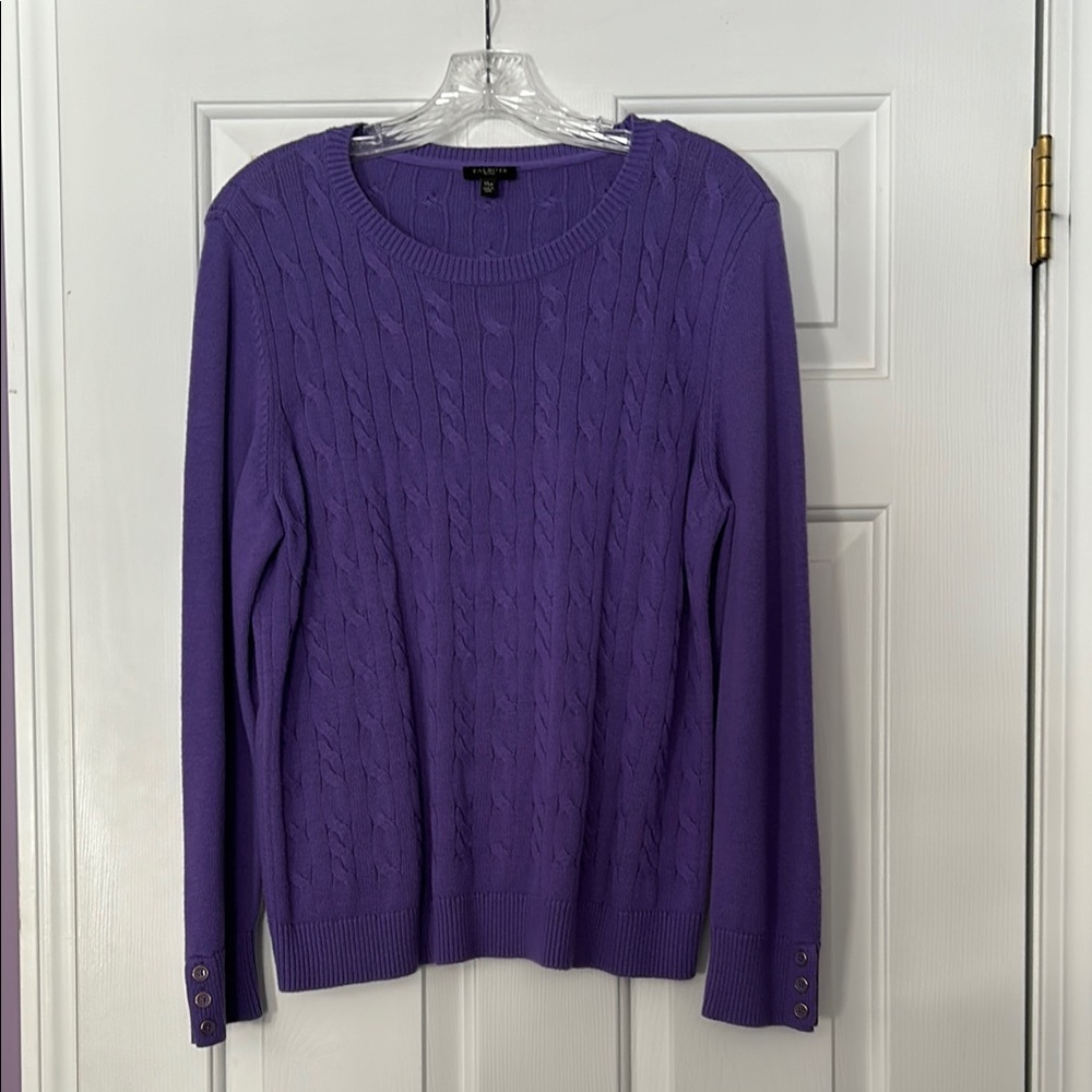 Talbots Women's Purple Wool Cable Knit Sweater